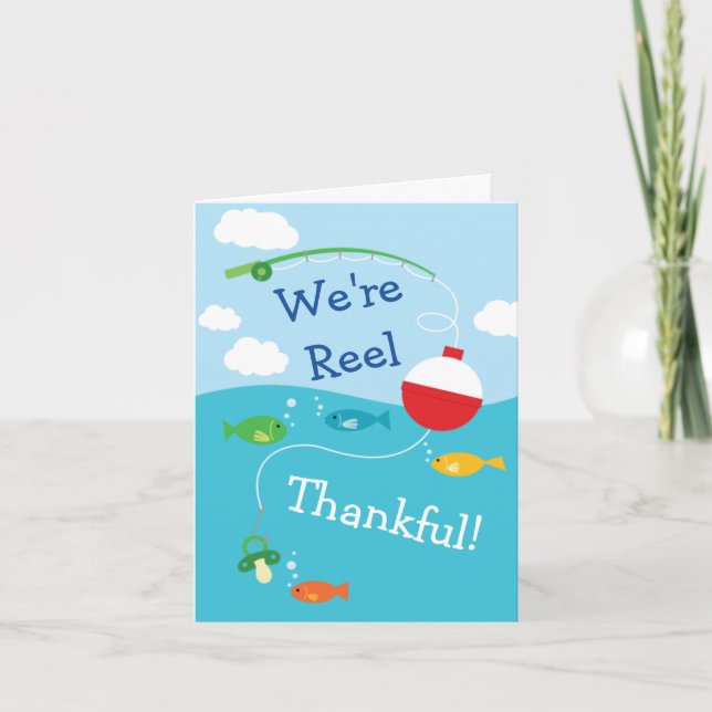 Fish Theme Fishing Baby Shower for Fishermen Thank You Card (Front)