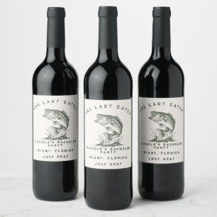 Fish Themed Custom Fishing Bachelor Party Wine Label