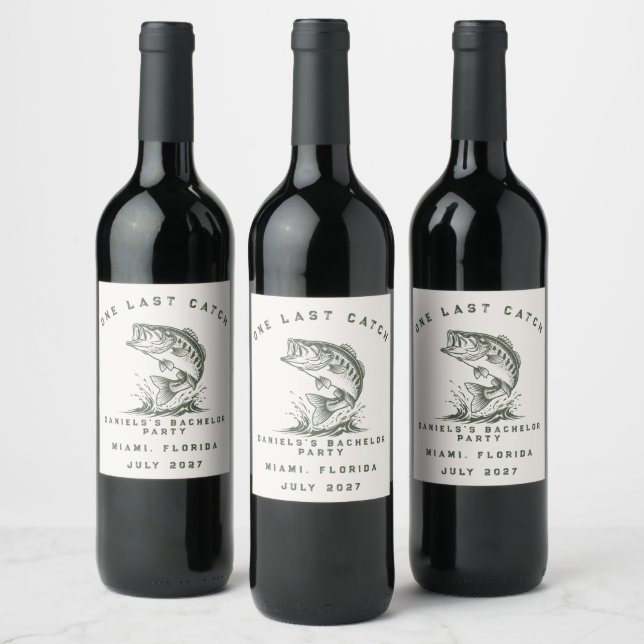 Fish Themed Custom Fishing Bachelor Party Wine Label (Bottles)