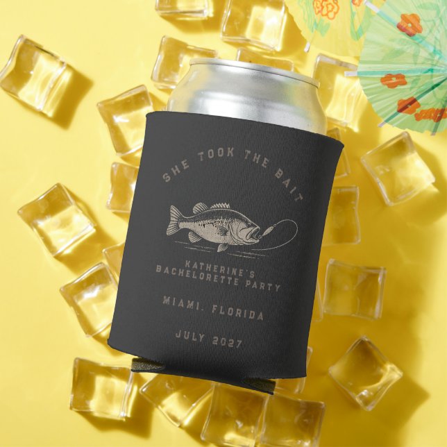 Fish Themed Custom Fishing Bachelorette Party Can Cooler (In Situ Summer)