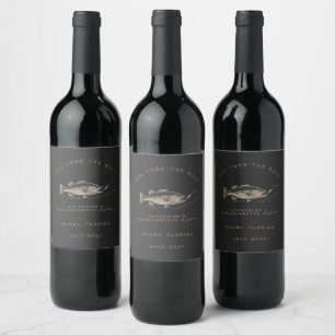 Fish Themed Custom Fishing Bachelorette Party Wine Label