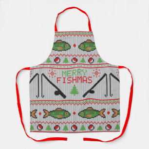 Fish Ugly Christmas Sweater Apron