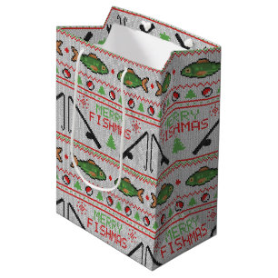 Fish Ugly Christmas Sweater Medium Gift Bag
