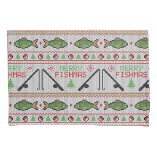 Fish Ugly Christmas Sweater Pillowcase