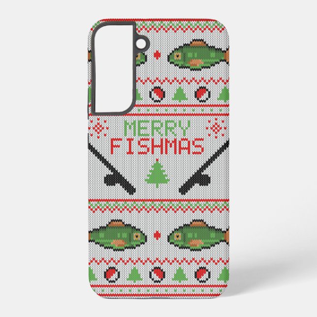 Fish Ugly Christmas Sweater Samsung Galaxy S22+ Case (Back)