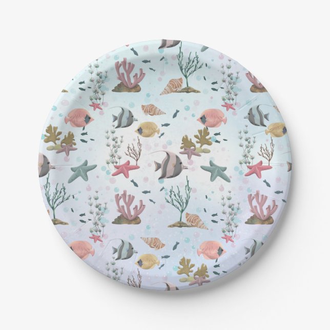 Fish Under The Sea Paper Plate (Front)
