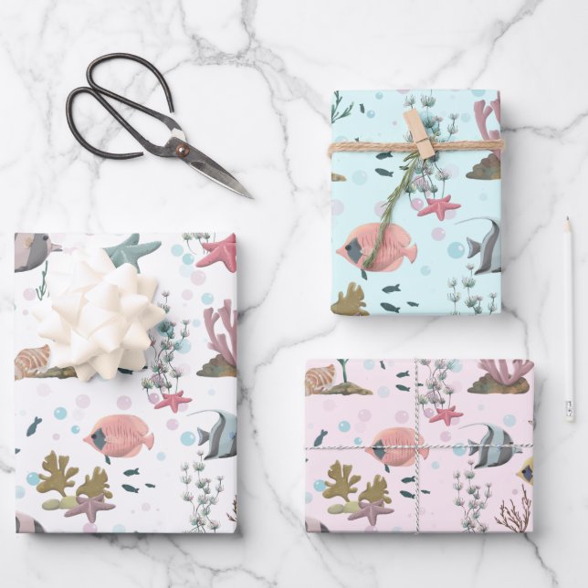 Fish Under The Sea  Wrapping Paper Sheet (Front)