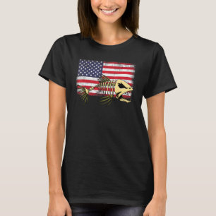 Fish Usa Flag Tee Skeleton Fish Bone Tees Sharp Te