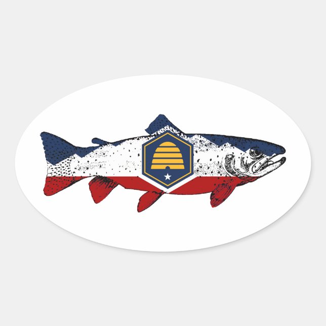 Fish Utah Trout Oval Sticker (Front)