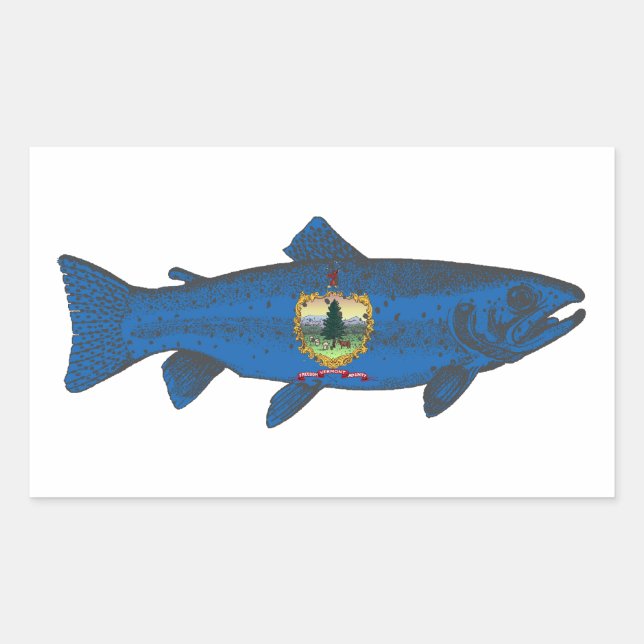 Fish Vermont Flag Trout Rectangular Sticker (Front)