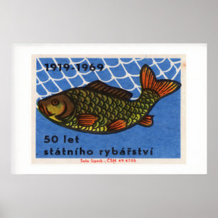Fish Vintage Matchbox Label Vintage Matchbox Label Poster