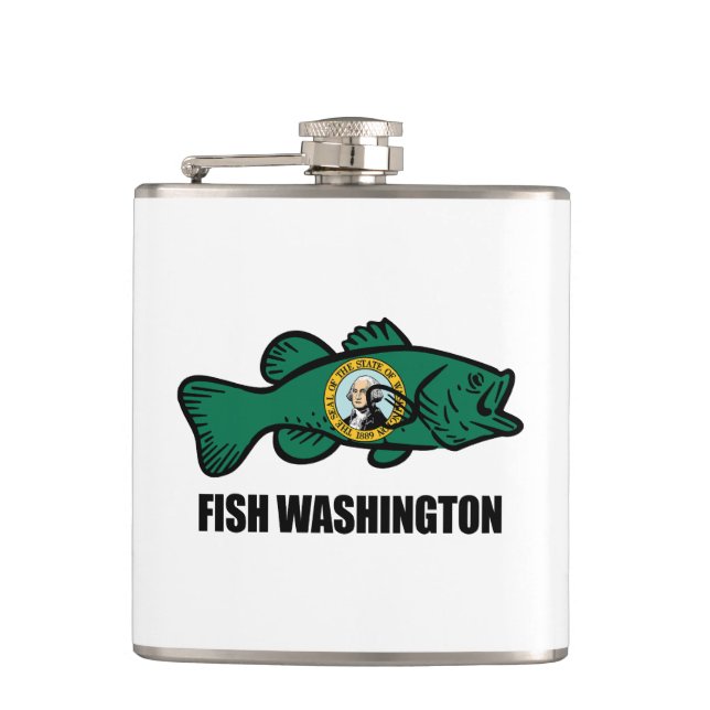 Fish Washington State Hip Flask (Front)
