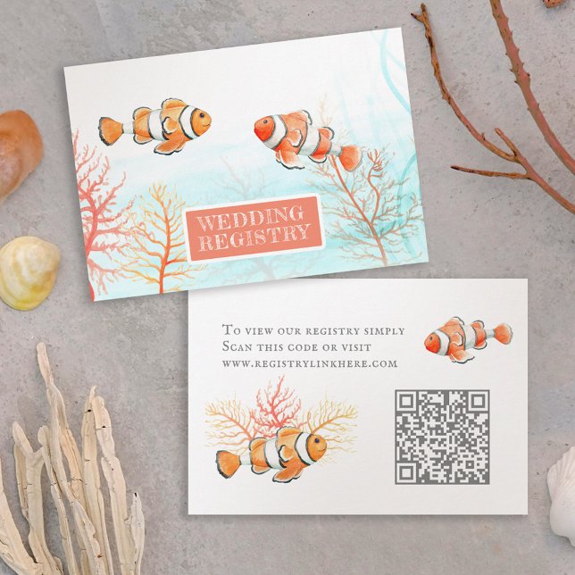 Fish watercolor wedding registry enclosure card (Creator Uploaded)