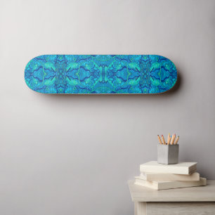 Fish Waves Underwater Bohemian Arabesque Pattern Skateboard