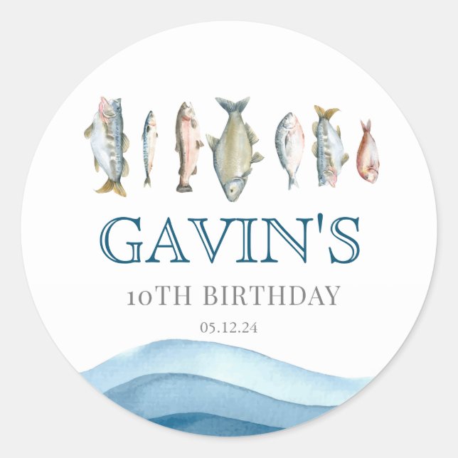 Fish welcome sign, fish welcome poster classic round sticker (Front)