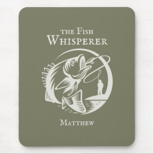 Fish Whisperer Funny Angler with Any Name Mouse Pad