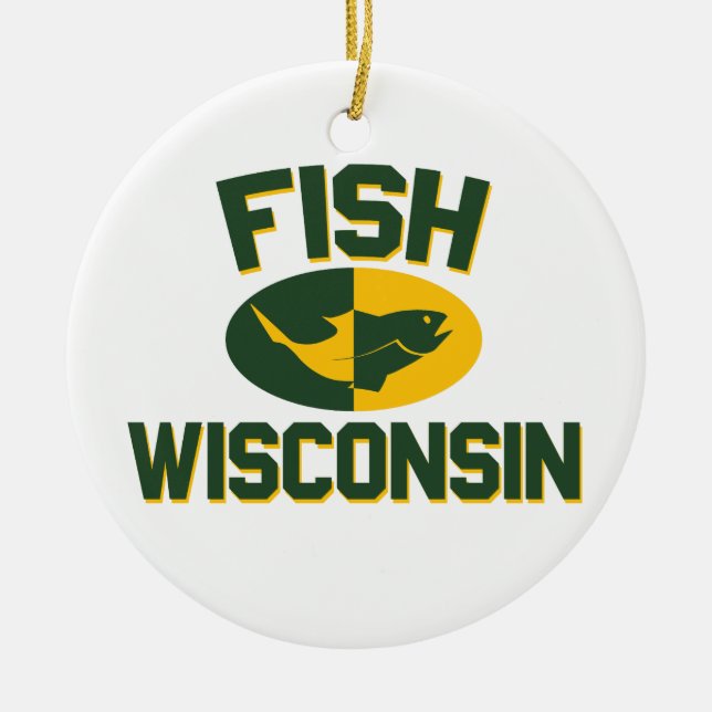 Fish Wisconsin Ceramic Tree Decoration (Front)