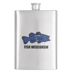 Fish Wisconsin Flag Hip Flask