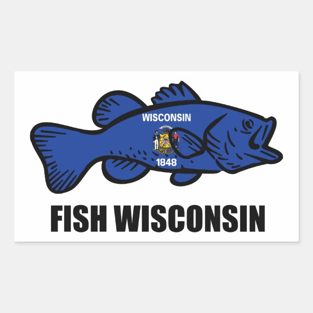 Fish Wisconsin Flag Rectangular Sticker (Front)