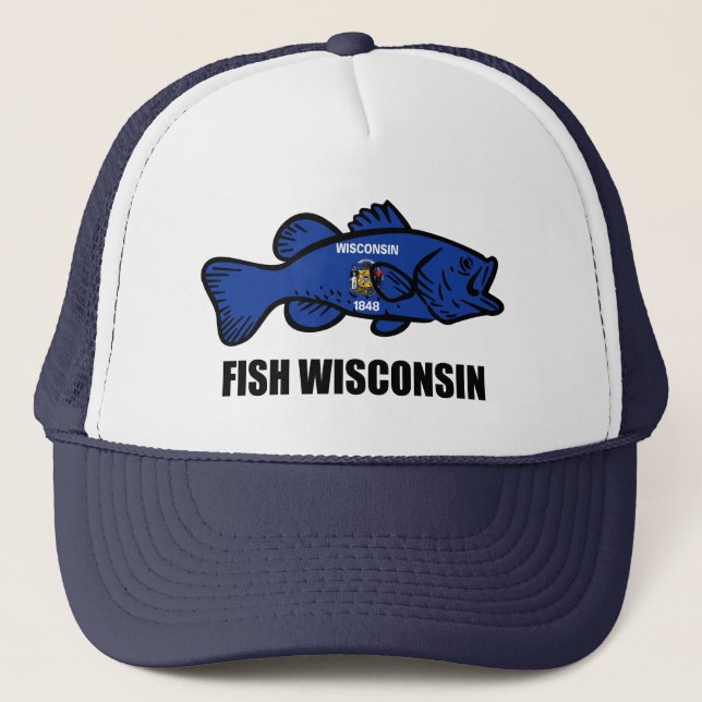 Fish Wisconsin Flag Trucker Hat (Front)