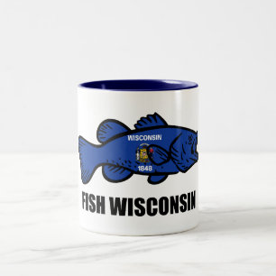 Fish Wisconsin Flag Two-Tone Coffee Mug