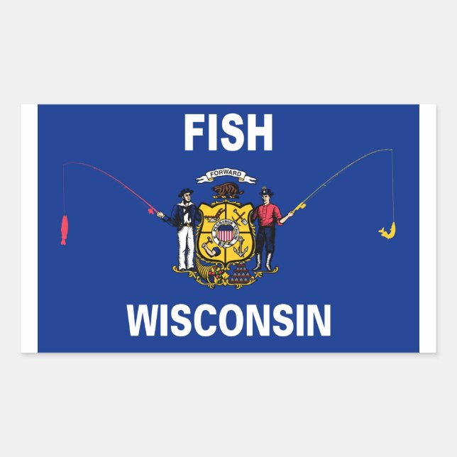 Fish Wisconsin Rectangular Sticker (Front)