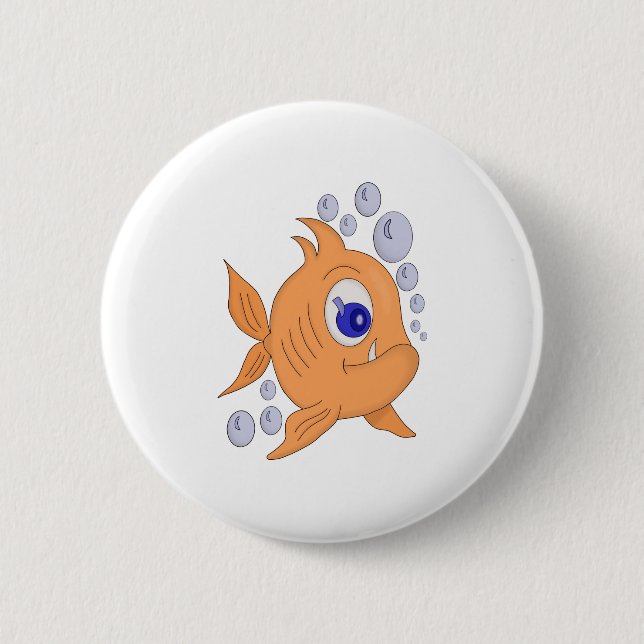 Fish with a sharp tooth 6 cm round badge (Front)
