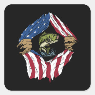 Fish with american Flag Square Sticker