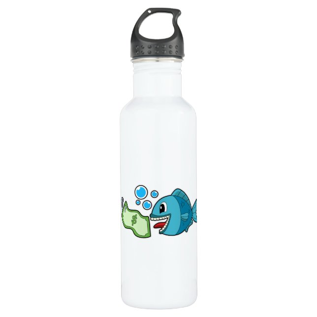 Fish with Bank note 710 Ml Water Bottle (Front)