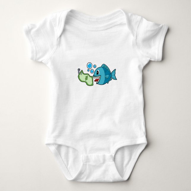 Fish with Bank note Baby Bodysuit (Front)