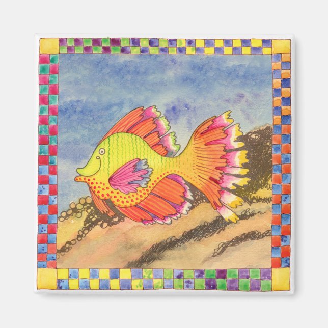 Fish with Chequered Border #6 Magnet (Front)