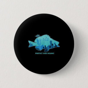 Fish With Fin, Environmental Protection, Climate P 6 Cm Round Badge