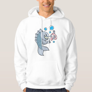 Fish with Fish hook & Worm Hoodie