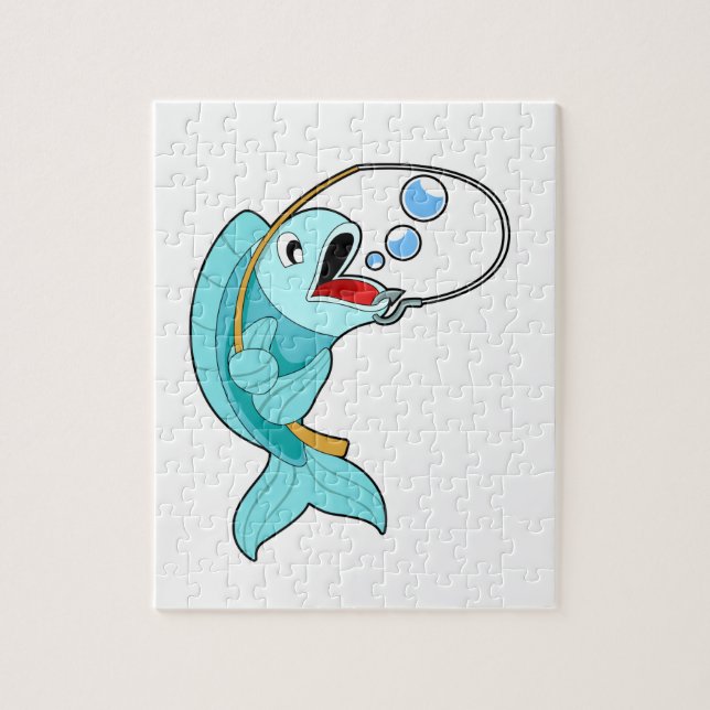 Fish with Fishing rod Jigsaw Puzzle (Vertical)