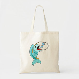 Fish with Fishing rod Tote Bag