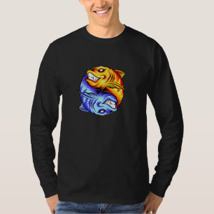 Fish Yin Yang Design Fishing Ying Yang Good And Ba T-Shirt