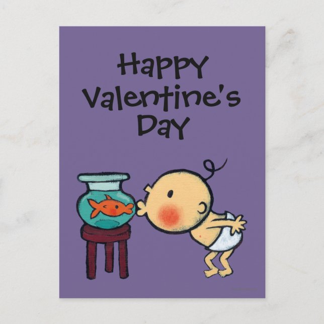 Fishbowl Kisses Orange Goldfish Holiday Postcard (Front)