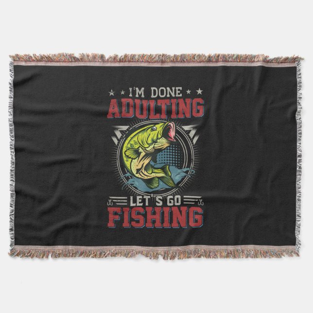 Fisher Art Let's Go Fishing Throw Blanket (Front)