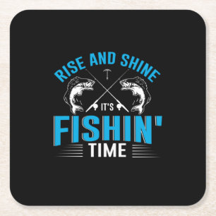 Fisher Art Rise And Shine Fishing Time Square Paper Coaster