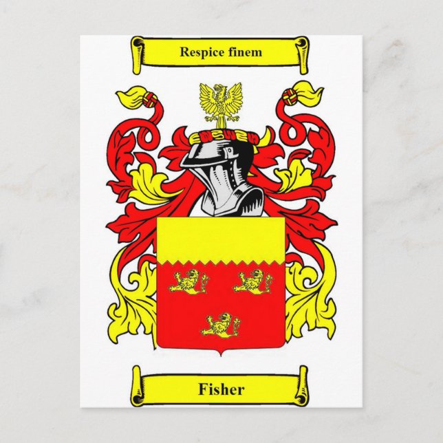 Fisher (English) Coat of Arms Postcard (Front)