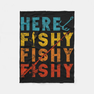 Fisher Fish Fishermen Bait Fishing Rod Boys Girls Fleece Blanket
