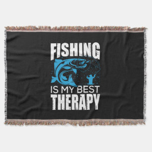 Fisher Fishing Is My Best Therapy Throw Blanket