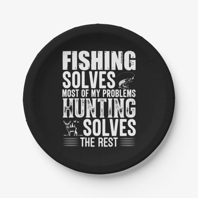 Fisher Fishing Solves Most Of My Problems Paper Plate (Front)