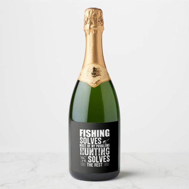 Fisher Fishing Solves Most Of My Problems Sparkling Wine Label (Front)