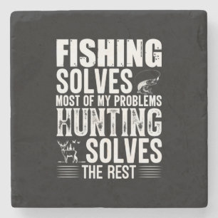 Fisher Fishing Solves Most Of My Problems Stone Coaster