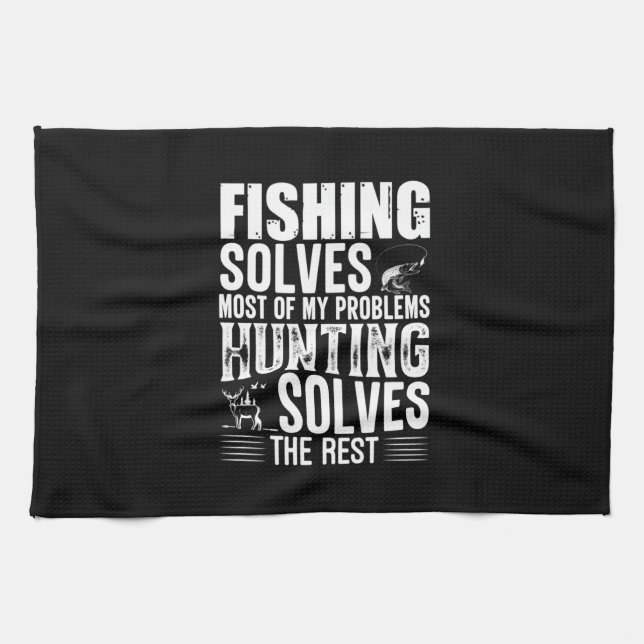 Fisher Fishing Solves Most Of My Problems Tea Towel (Horizontal)