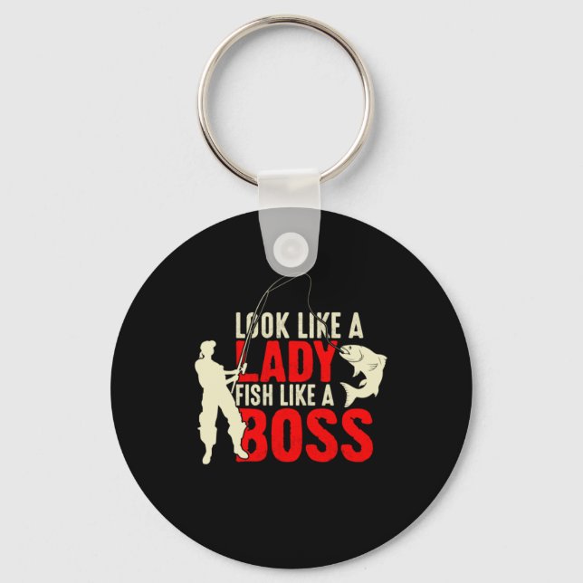 Fisher Gift A Lady Fish Like A Boss Key Ring (Front)