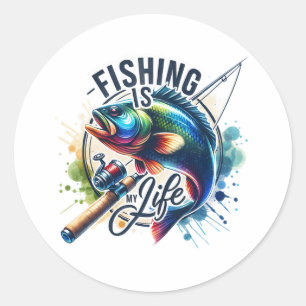 Fisher Gift Fishing Is My Life Classic Round Sticker