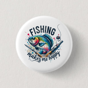 Fisher Gift Fishing Makes My Happy 3 Cm Round Badge