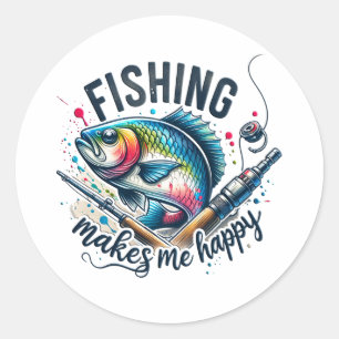 Fisher Gift Fishing Makes My Happy Classic Round Sticker